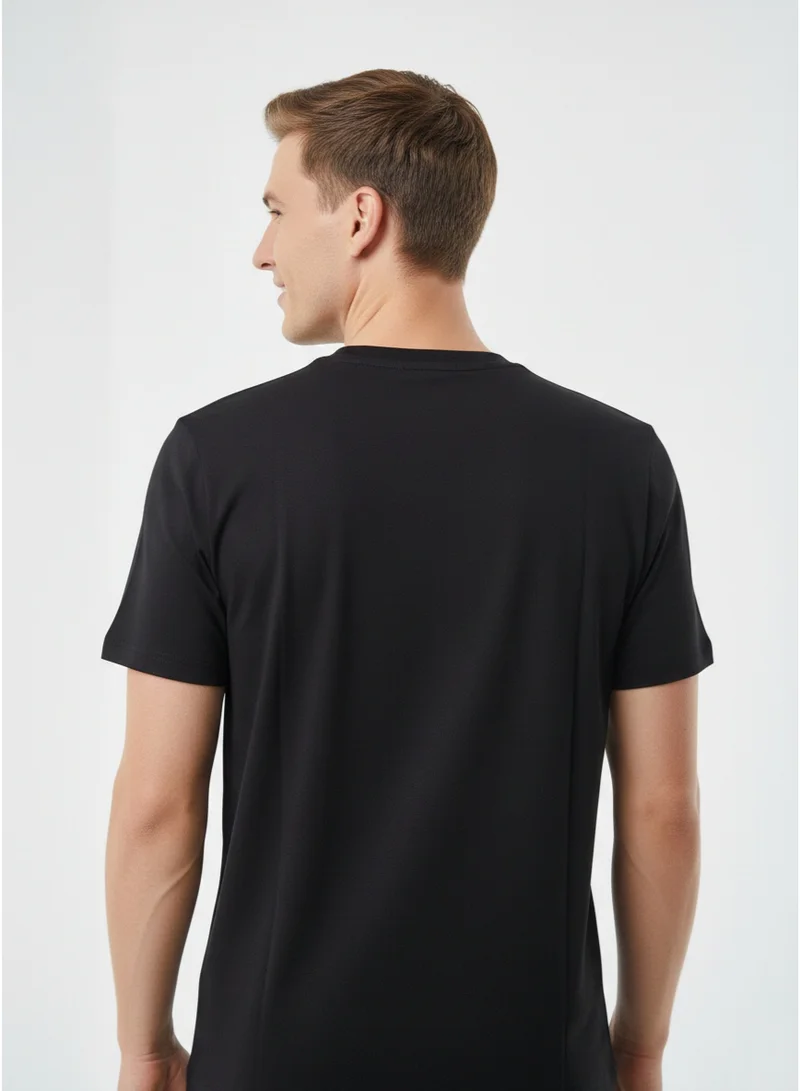 لعب البولو تيشيرت رجالي مطبوع - أسود